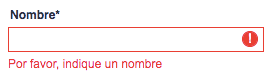 Forma de mostrar un error en un campo de formulario web
