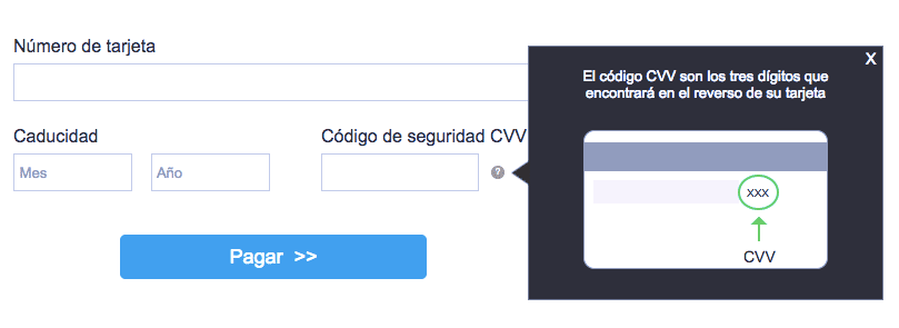 Explicación mediante ventana acerca de lo que es un CVV