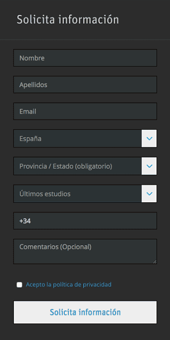 Mala "Usabilidad" del formulario web ya que las etiquetas aclaratorias del campo están únicamente dentro de él.