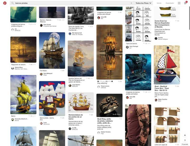 Paginación mediante scroll infinito en Pinterest